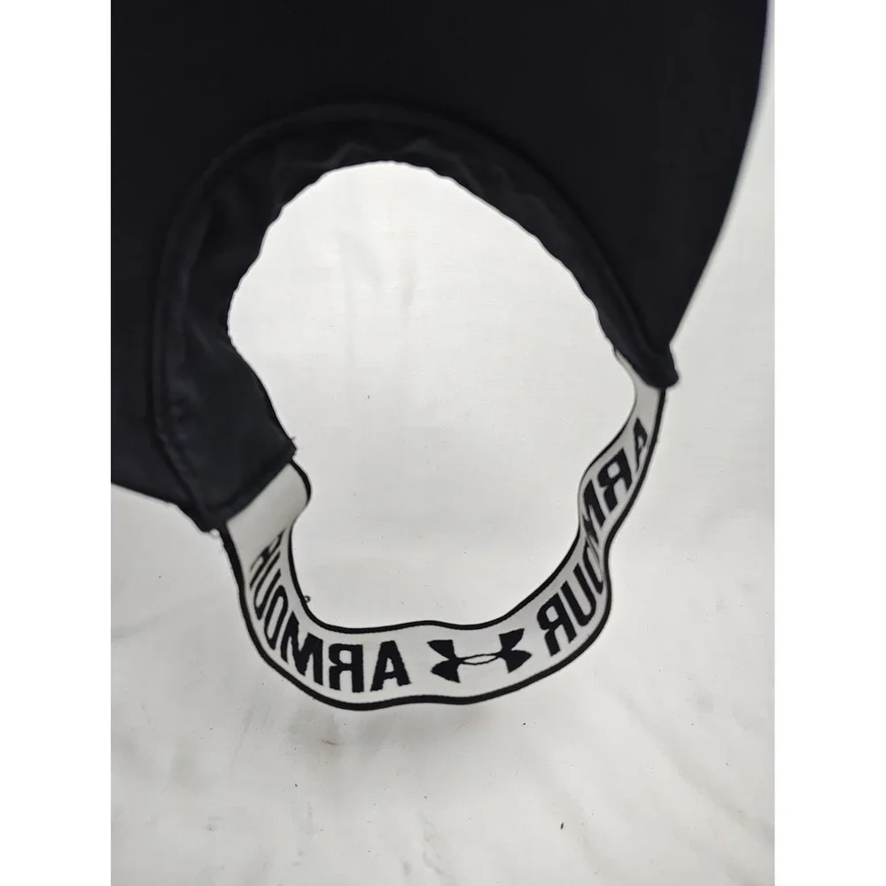 Under Armour Golf Black Visor UA Spell Out Script Logo Tennis Cap Hat OSFA Flex